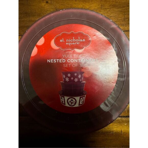 NWT St. Nicholas Square Yuletide Nesting Containers Set of 3 - Picture 3 of 4